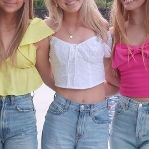 white puff sleeve top